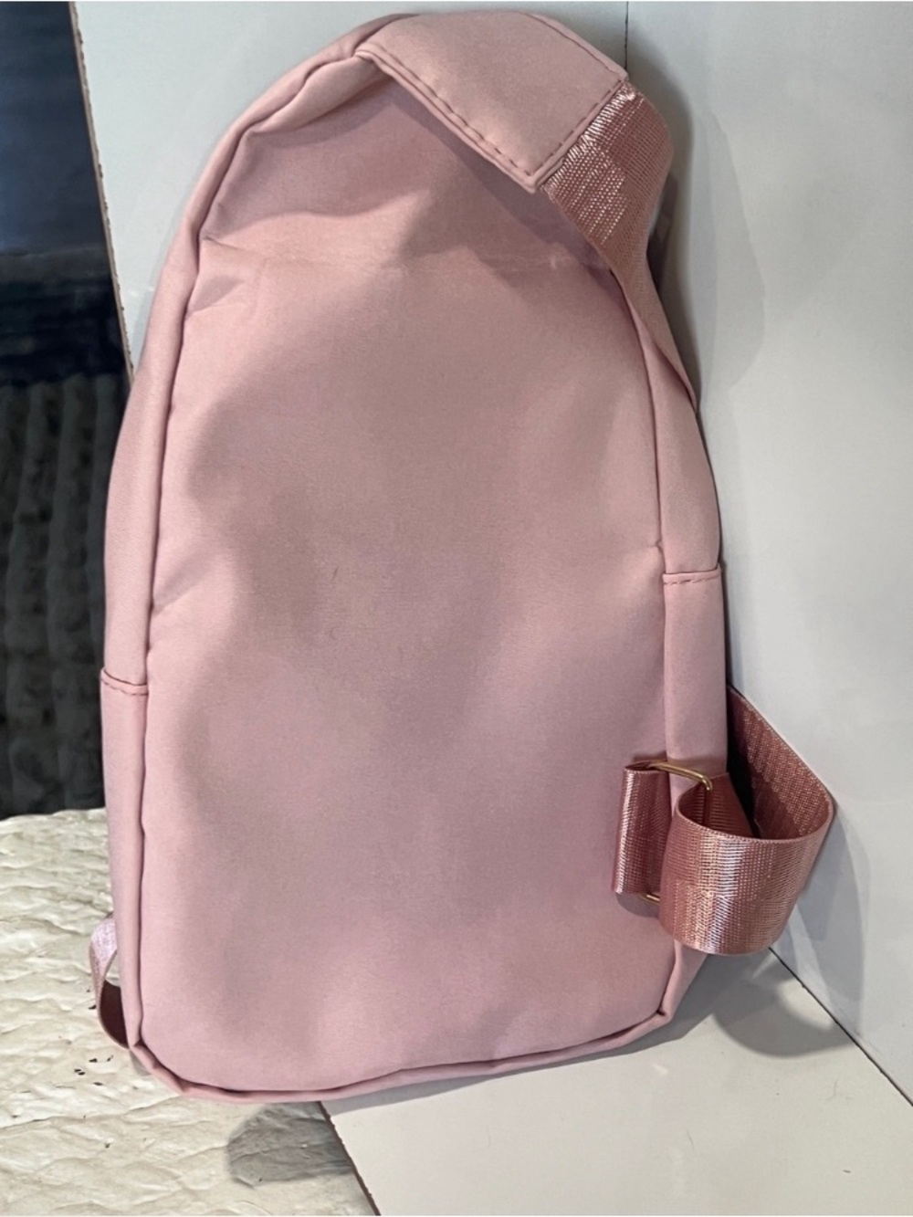 Quilted Pink Women's Sling Backpack - Fashion Accent - Picture 3 of 5